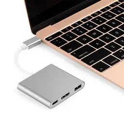Перехідник RIAS USB Type-C - HDMI / USB 3.0 / USB Type-C 3в1 Silver (3_01072) - мініатюра 2