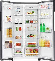 Холодильник SBS LG GC-B247JLDV 179х72х91см 2 двері холодильне відділення-394 л морозильне відділення-219 л A+ NF зона свіжості дисплей зовнішній платиново-сріблястий (GC-B247JLDV) - мініатюра 10