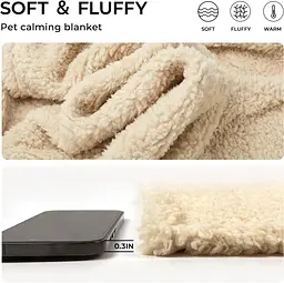 Ковдра для тварин Derby Calming Blankets Fluffy Premium Fleece Бежевий 60х80 см - мініатюра 4