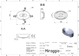 Умивальник Miraggio EVORA (0000189) Miramarble, Глянцевий, Накладний, Білий - мініатюра 2