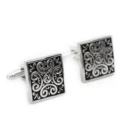 Запонки Чорні З Сріблястим Візерунком Handmade acs0005782