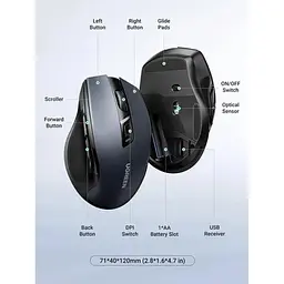 Бездротова миша UGREEN MU006 Ergonomic Wireless 90545 синя - мініатюра 9
