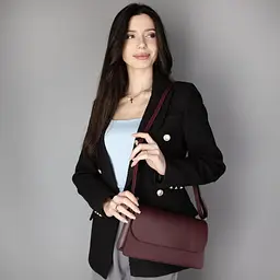 Сумка жіноча шкіряна кросбоді Virginia Conti 04175 винна - мініатюра 5
