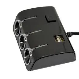 Розгалужувач прикурювача в автомобіль 1506A/1506A трійник у прикурювач +2 USB, розгалужувач 12 вольтів (ST) - мініатюра 2