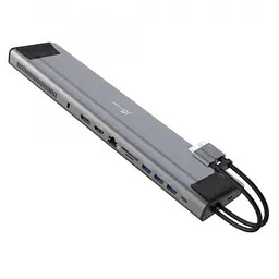 Порт-реплікатор J5create Dock-Station USB-C 10Gbps, 12-in-1 (слот M2 NVMe/хаб/HDMI/DP/PD/картрид/LAN) (JCD552-N)