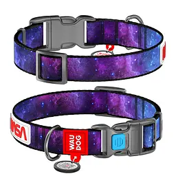 Нашийник для собак нейлоновий Waudog Nylon з QR-паспортом "NASA21" пластиковий фастекс XXL Ш 35 мм Д 46-70 см