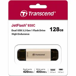 USB флеш накопичувач Transcend 128GB JetFlash 930 Gold-Black USB 3.2/Type-C (TS128GJF930C) - мініатюра 8