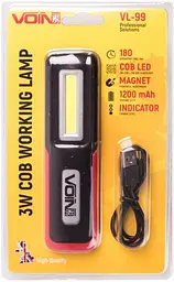 Ліхтар Перенесення VOIN 3W-COB+3W XPE / АКБ1200 mAh Магнит Акумулятор Вбудований (USB Зарядка) - мініатюра 3