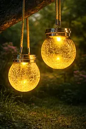Декоративна кришталева скляна LED куля для тераси / Садовий ліхтар на сонячній батареї garden light jar