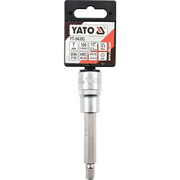 Головка торцева Yato квадрат 1/2" HEX M7 L= 100 мм подовжена (YT-04393) - мініатюра 3