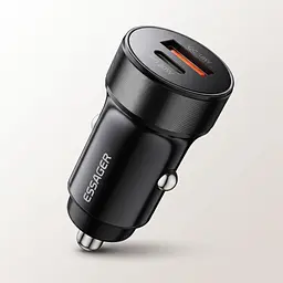 Essager Car Charger 30W 2 порта USB-C та USB-A PD QC 3.0 (чорний) - мініатюра 3