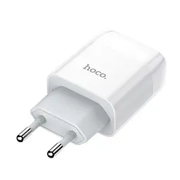 Адаптер мережевий Hoco Glorious C73A на 2 USB-порти сам блок білий