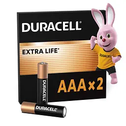 Батарейка Duracell AAA лужні 2 шт. в упаковці (5000394058170 / 81484984) - мініатюра 2