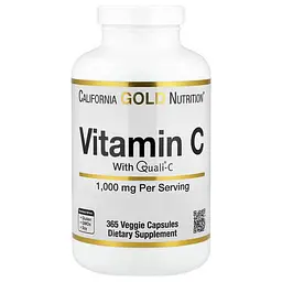 Вітамін С Vitamin C 1,000 mg 365 рослинних капсул California Gold Nutrition vit0006275