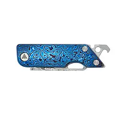 Ніж складаний кишеньковий SRM 6435-TL, (4.1 см) Damascus / Titanium блакитний - мініатюра 2