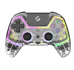 Геймпад Bluetooth джойстик GamePro GPS-13T Bluetooth 5.3/USB (PC/iOS/Android/PS3/PS4) DualShock RGB Transparent - мініатюра 1
