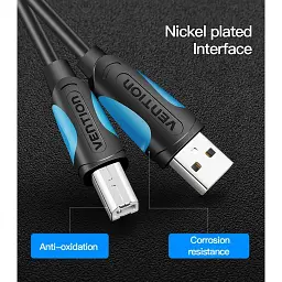 Кабель для принтера USB 2.0 AM/BM 2.0m black Vention (VAS-A16-B200) - мініатюра 4