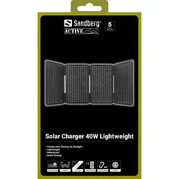 Сонячна панель Sandberg 40W (83x32,1см) DC40W, 5V/3.4A USB-A (23W) + 5V/3A QC3.0 + USB-C PD(30W) - мініатюра 6
