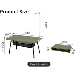 Складаний стіл Naturehike CNK2450JJ025, 80х40 см, алюміній, оливковий - мініатюра 2