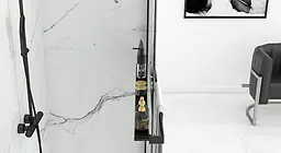 Душова стінка Rea Aero 80 black з полицею Evo REA-K7580 + HOM-00652, прозорий, чорний матовий - мініатюра 3
