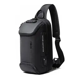 Однолямковий рюкзак через плече Bange BG-7082 9л Сумка-слінг з USB-роз'ємом і замком Black (19378)