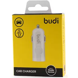 Автомобільний зарядний пристрій BUDI Car charger White Led 1USB 2.4A White - мініатюра 2