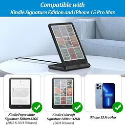 Складана бездротова зарядна станція для Kindle Paperwhite Signature та iPhone 13 Pro Max - мініатюра 6