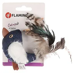 М'яка іграшка Flamingo Jeany Bird з котячою м'ятою та хвостом з пір'я для котів компактний розмір