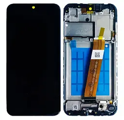 Дисплей (LCD) Samsung A015M Galaxy A01 (широкий конектор) із сенсором чорний + рамка