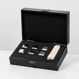 Подарунковий набір Whiskey Stones "Сталевий" чорний - 6 сталевих кубиків для охолодження віскі - мініатюра 2