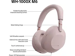 Навушники з мікрофоном Sony WH-1000XM6 Sand Pink (WH1000XM6P.CE7) - мініатюра 2