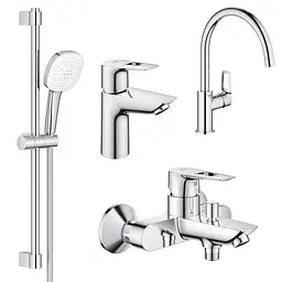 Набор змішувачів Grohe BauLoop New 4 в 1 для ванної та кухні UA123225K3 Хром