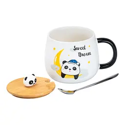 Чашка керамічна Happy Life Panda з кришкою та ложкою sweet dream 450 мл HP7203M - мініатюра 2