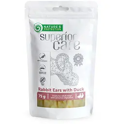 Ласощі для собак кроличьи уши з качкою Nature's Protection Superior Care Rabbit Ears With Duck 75 г