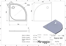 Душовий піддон Miraggio Madrid 800 mirastone black 0000953 Чорний матовий - мініатюра 5
