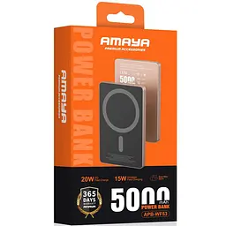 Портативний ЗП Power Bank Amaya APB-WF53 15W з БЗП 5000 mAh Black - мініатюра 2