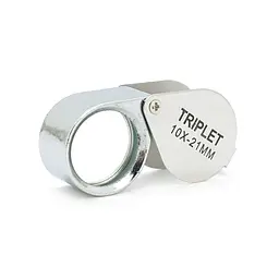 Лупа Voltronic ручна TRIPLET 10X-21mm, складана (брелок), метал-скло, пластикова коробка. 60 * 24 * 18mm. (1152/TR10X-21) - мініатюра 1