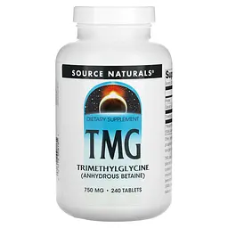Триметилгліцин (ТМГ), TMG, 750 мг, 240 таблеток Source Naturals vit0002789