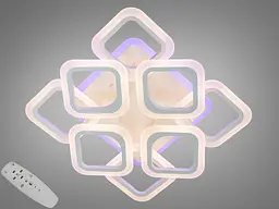 Люстра стельова LED Diasha AS8060/4+4WH, 90W, 3200K-6500K, білий метал, сучасний стиль для дому