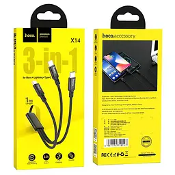 Дата кабель Hoco X14 Times Speed 3in1 (Lightning+Micro USB+Type-C) (1m) Чорний - мініатюра 5