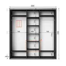 Шафа-купе Idea серія 2 220 x 60 x 240 см Антрацит - мініатюра 2