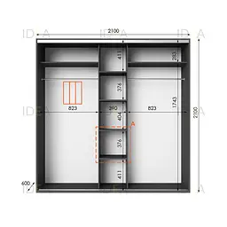 Шафа-купе Idea серія 6 210 x 60 x 210 см Антрацит - мініатюра 2