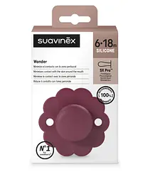 Пустушка Suavinex Wonder фізіологічна силіконова 6-18 місяців бордова - мініатюра 3