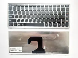 Клавіатура для ноутбуків Lenovo IdeaPad U410 Series чорна зі сріблястою рамкою