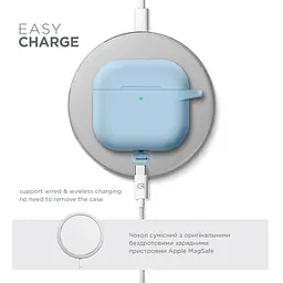 Силіконовий чохол для навушників Apple AirPods 4, Hang Case, блакитний, ультратонкий захисний кейс товщиною 2 мм, захист від подряпин, пилу та ударів, компактний, з карабіном для кріплення, ArmorStandart (ARM81283) - мініатюра 7