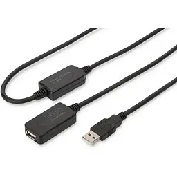 Подовжувач Digitus USB 2.0 Active Cable, A/M-A/F, 20м, чорний teh0013681