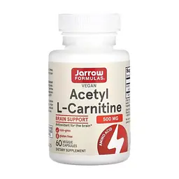Вітамінно-мінеральний комплекс Jarrow Formulas Ацетил L-карнітин, 500 мг, Acetyl L-Carnitine, 60 вегетаріанських кан. (JRW15037)