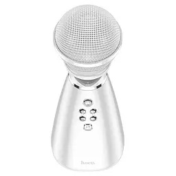 Мікрофон-караоке Hoco bk6 з колонкою Bluetooth білий - мініатюра 2