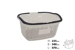 Кошик для білизни Violet House 1002 Віолетта Cappuchino, з кришкою, 28 л, бежевий (1002 Віолетта CAP с/к 28 л) - мініатюра 3
