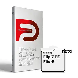 Захисне скло на Samsung Galaxy Flip6 5G/Flip7 FE 5G з олеофобним покриттям, Pro, повне проклеювання, антистатичний і пиловідштовхуючий шар, 9H, самоклеючеся, 2.5D, на весь екран, антистатичний клей, ArmorStandart (ARM88010)